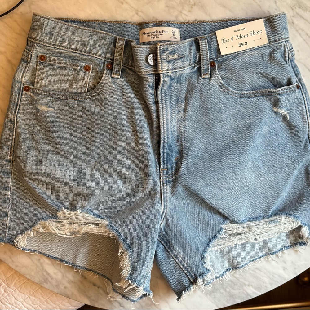 Abercrombie & Fitch Women's Distressed Blue Jean Shorts